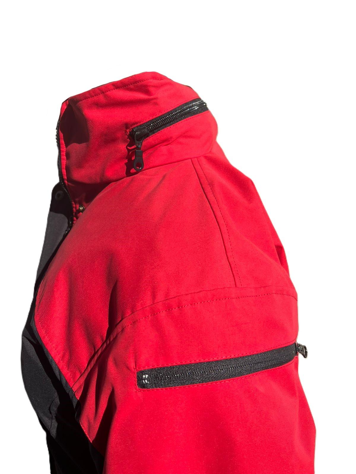 ladies-ski-jacket-red-black-sleeve-pocket Ladies SnowSki Jacket - Black/ Red - Image 4