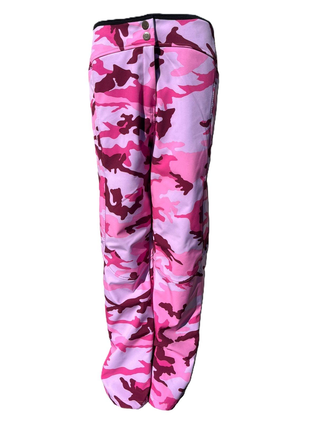 ladies-ski-pants-pink-camo-front Ladies SnowSki Pants - Pink Camo - Image 1